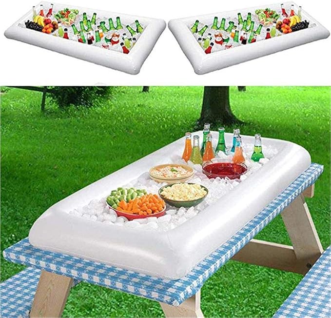 Inflatable Serving Bars Ice Buffet Salad Serving Trays Food Drink Holder Cooler Containers Indoor Outdoor BBQ Picnic Pool Party Supplies Cooler Drain Plug，Ice Tray Food Drink Containers for Summer Par