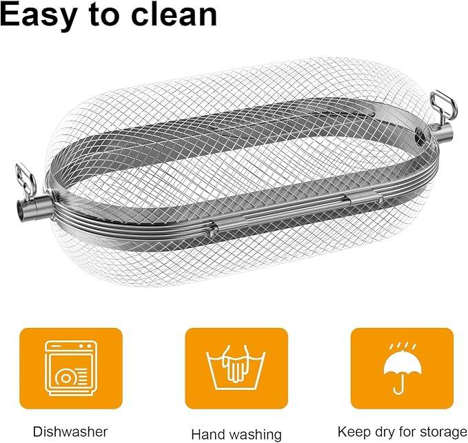 Rotisserie Grill Basket for Napoleon Grill 64000 BBQ Accessories Fit Most Spit Rods of Grills Rotisserie, Stainless Steel