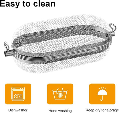 Rotisserie Grill Basket for Napoleon Grill 64000 BBQ Accessories Fit Most Spit Rods of Grills Rotisserie, Stainless Steel