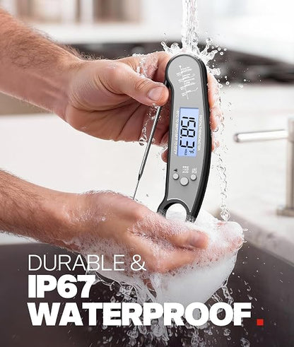 Digital Meat Thermometer, Instant Read Food Thermometer for Cooking | Waterproof for Grilling, BBQ, Air Fryer, Smoker, Candy, Kitchen Gadgets, Gift for Dad, Men