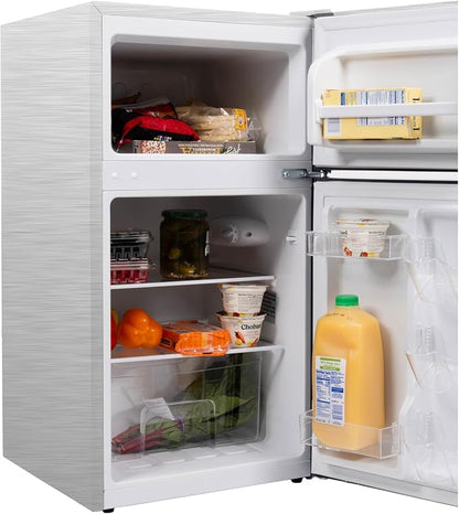 3.1 cu. ft. 2-Door Retro Mini Refrigerator in Stainless Steel