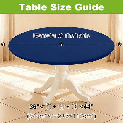 Smiry Round Spandex Tablecloth, Elastic Fitted Washable Tablecloths for 36"-44" Tables, Waterpoof Stretch Picnic Table Cover for Dining, Indoor and Outdoor, Navy