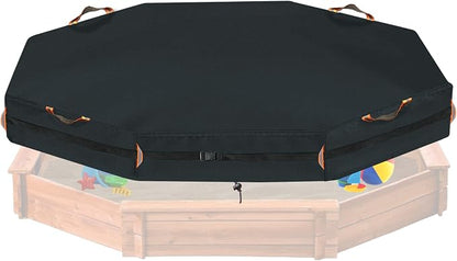 Octagon Sandbox Cover, 600D Waterproof Oxford Cloth with Two Warning Sign Carry Handles and a Circle of 7 Meters Windproof Buckle,Elastic Drawstring Double Layer Windproof.(85" L x 78" W x 9" H)