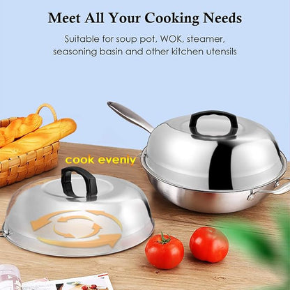 12 inch Cheese Melting Dome, HaSteeL Heavy Duty Round Basting Steam Cover, Stainless Steel Griddle Grill Accessories for Flat Top BBQ Kitchen Cooking Indoor & Outdoor, Dishwasher Safe - (2Packs)