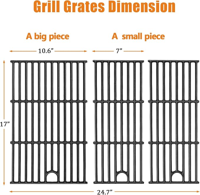 Hisencn Grill Parts for Charbroil Performance 463365021 463365522 463366022, 4 Burner 463353521,463353021, 463352521 Gas Grill, 15.5“ Heat Plate & 17 Inch Grill Grids Kit for Char-Broil