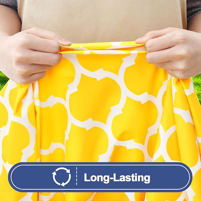 Smiry 2 Pack Rectangle Table Cloth 8 Foot, Waterproof Elastic Fitted Tablecloths, Windproof Washable Polyester Table Cover for Picnic, Camping, Outdoor (Yellow, 30"x96")
