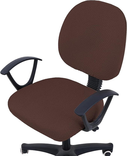Smiry Office Computer Chair Covers for Desk Rotating Chair Protector | Stretch Jacquard Removable Washable Universal Slipcovers, Seat + Backrest Cover, Light Chocolate