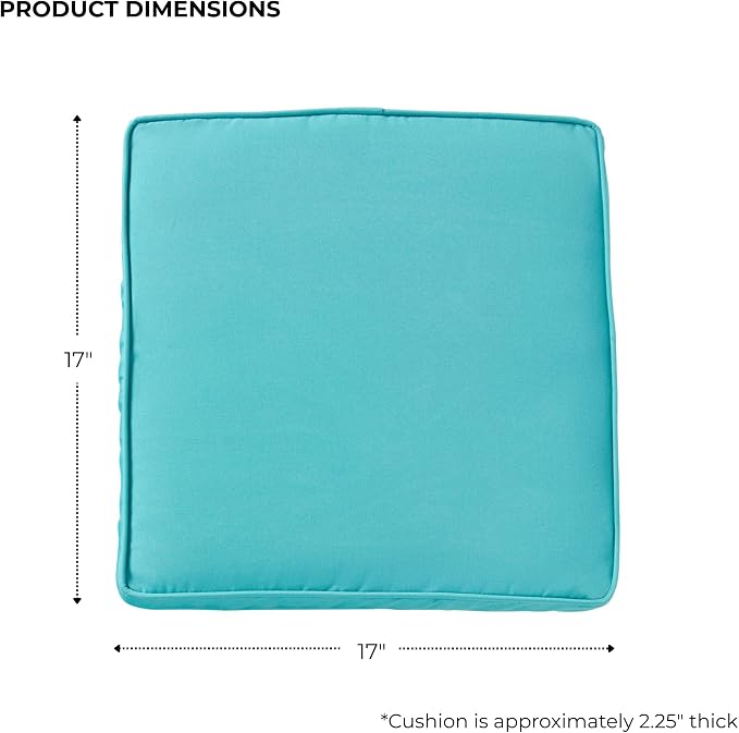 Indoor/Outdoor Chair Pads in Sunbrella Fabric – 17''x17'' Patio Seat Cushions with Foam Insert, Removable Reversible Cover & Ties for Patio Dining Chairs – Set of 2 or 4, Canvas Aruba
