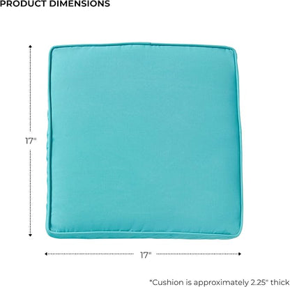 Indoor/Outdoor Chair Pads in Sunbrella Fabric – 17''x17'' Patio Seat Cushions with Foam Insert, Removable Reversible Cover & Ties for Patio Dining Chairs – Set of 2 or 4, Canvas Aruba