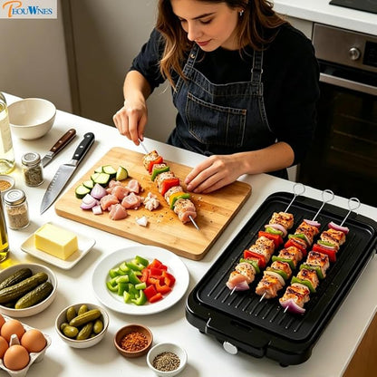 20 PCS 14 Inch Stainless Steel BBQ Kabob Skewers, Metal Kebob Sticks Reusable Grilling Skewers for Turkey, Shrimp, Chicken, Fruit, Vegetable, Meat, Beef