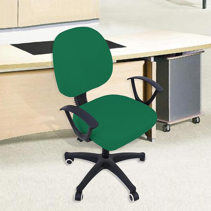 Smiry Office Computer Chair Covers for Desk Rotating Chair Protector | Stretch Jacquard Removable Washable Universal Slipcovers, Seat + Backrest Cover, Chritsmas Green