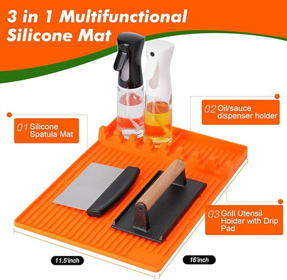 Griddle Cleaning Kit for Blackstone- Includes Large Silicone Tool Mat, Griddle Scraper, Cleaning Bricks, Scouring Pads with Handle, Cleaning Tools Accessories for Blackstone Flat Top Grill