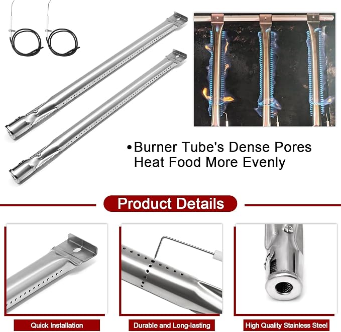 Grill Parts for Kitchenaid 720-0819, 720-0819G, 720-0787D, 720-0953, 720-0953A, 730-0953, 730-0787D, 720-0787 Models, Heat Plates, Burners, Igniters for Kitchen Aid 2 Burner Grill Replacement Parts.