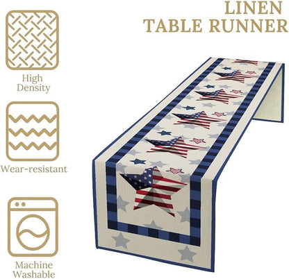 4th of July Table Runner American Flag Star Independence Day Patriotic Table Runner Runner for Kitchen Coffee Dining Memorial Day Holiday Party Decor 13x108 Inch