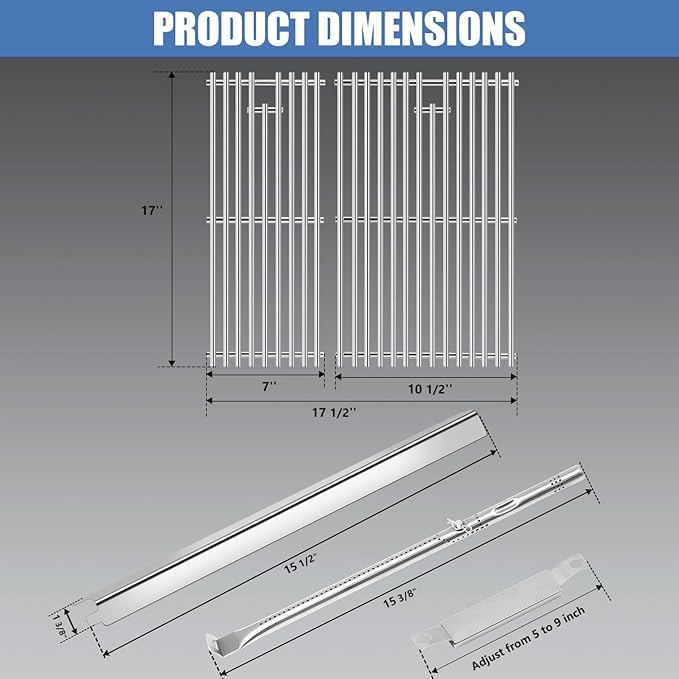 Grill Replacement Parts for Charbroil Performance 2 Burner 463630021 463660421 463630422 463660021, Grill Grate, G325-0002-W1 Heat Plates, G327-2100-W1 Burner and Igniter for Charbroil 463630021 Parts