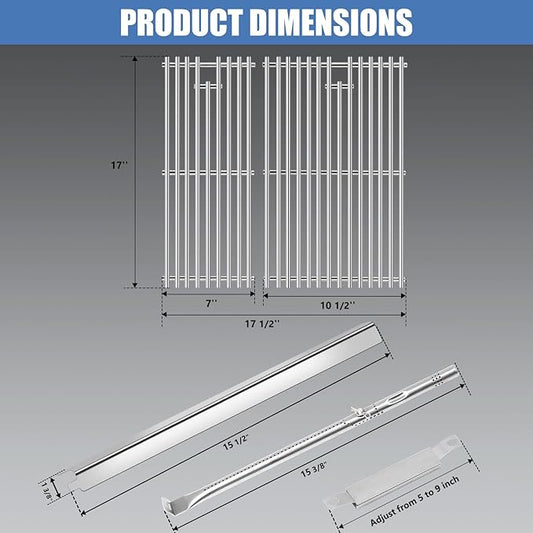 Grill Replacement Parts for Charbroil Performance 2 Burner 463630021 463660421 463630422 463660021, Grill Grate, G325-0002-W1 Heat Plates, G327-2100-W1 Burner and Igniter for Charbroil 463630021 Parts