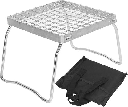 Topyond Camping Grill, Korean BBQ Grill,Portable Camp Grill Grate with Foldable Legs - 304 Stainless Steel, Ultralight Campfire Stand for Hiking, Picnic, and Outdoor Cooking