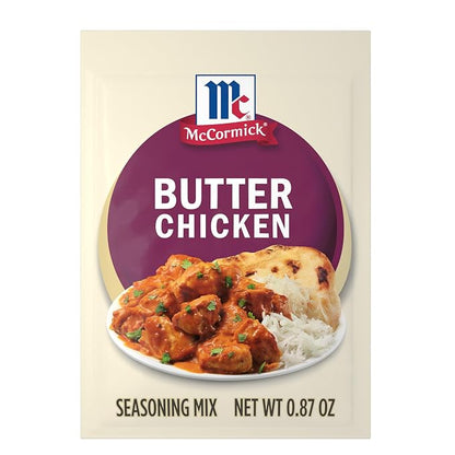 McCormick Seasoning Mix, Butter Chicken, For Aromatic Indian Butter Chicken That’s Ready in 30 Minutes, 0.87 oz (Pack of 12)