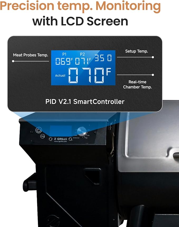 Z GRILLS 450E Pellet Smoker Grill, Upgrade PID 3.0 Temperature Control (180-450°F), 459 SQ.IN Cooking Area, 8 in 1 BBQ Grill,Hopper Cleanout, Meat Probe, Rain Cover, for Backyard Camping