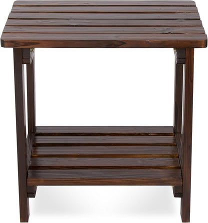 Shine Company Providence Rectangular Solid Wood Table, Outdoor Adirondack Small Patio Table – Burnt Brown