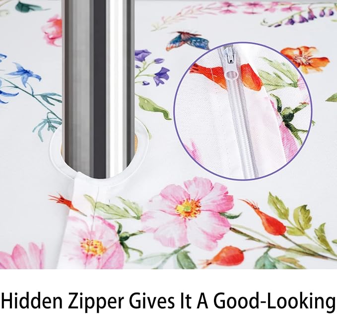 Outdoor Tablecloth with Umbrella Hole and Zipper, Patio Table Covers for Spring/Summer, Machine Washable Outdoor Party/Picnic Rectangle Table Cloth 60 x 120 in