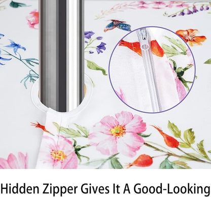 Outdoor Tablecloth with Umbrella Hole and Zipper, Patio Table Covers for Spring/Summer, Machine Washable Outdoor Party/Picnic Rectangle Table Cloth 60 x 120 in