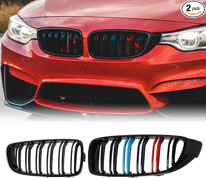 F32 Grille - Front Kidney Color Grill Compatible with BMW 4 Series F32/F33/F36 2014-2020 428i 430i 435i 440i, 2015-2019 F82 F83 M4, 3 Series F80 M3,Double Slats 2Pcs