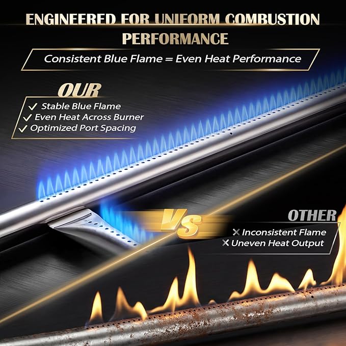 QuliMetal 304 Stainless Steel 60040 Grill Burner Tube for Weber Q1000, Q1200, Q100, Q120, Baby Q, 386001, 386002, 516002, 516001, 50060001, 51060001 Gas Grills, Replacement for 69957/41657, 17 Inch