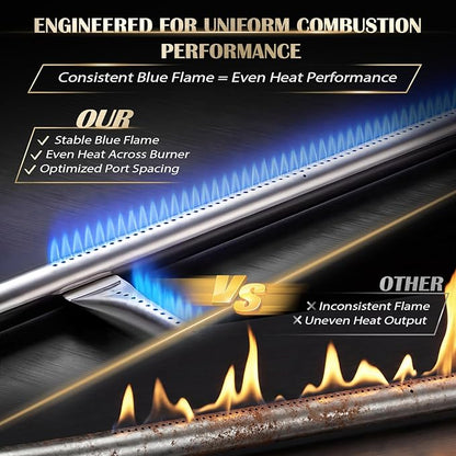 QuliMetal 304 Stainless Steel 60040 Grill Burner Tube for Weber Q1000, Q1200, Q100, Q120, Baby Q, 386001, 386002, 516002, 516001, 50060001, 51060001 Gas Grills, Replacement for 69957/41657, 17 Inch