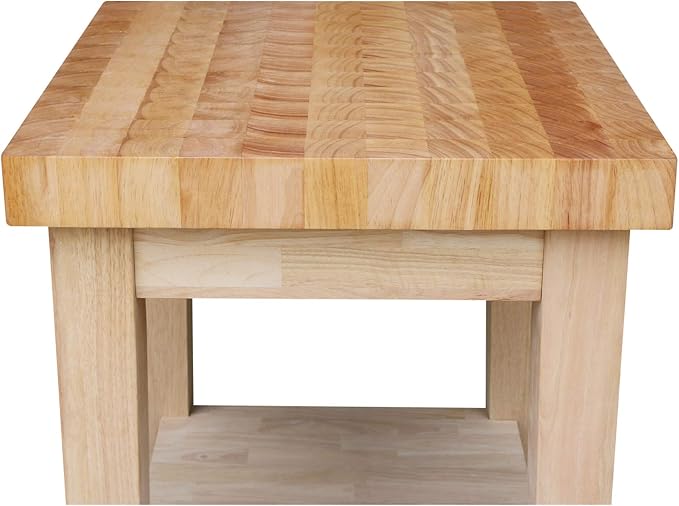 IC International Concepts Solid Wood Island Cart, Butcher Block, Unfinished
