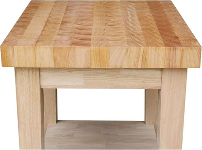 IC International Concepts Solid Wood Island Cart, Butcher Block, Unfinished