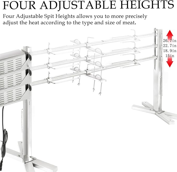 QPMR Rotisserie Grill Kit - 52" Electric Stainless Steel Tripod Stand, 150LBS Pig Spit Rotisserie, Height Adjustable BBQ Kit for Pig, Lamb, Campfire