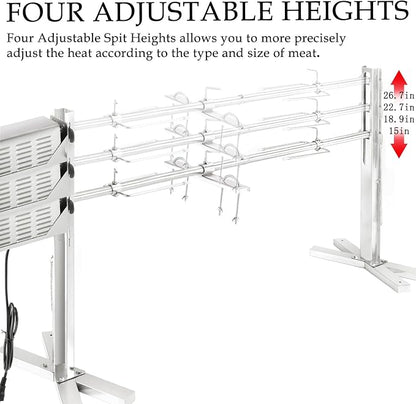 QPMR Rotisserie Grill Kit - 52" Electric Stainless Steel Tripod Stand, 150LBS Pig Spit Rotisserie, Height Adjustable BBQ Kit for Pig, Lamb, Campfire