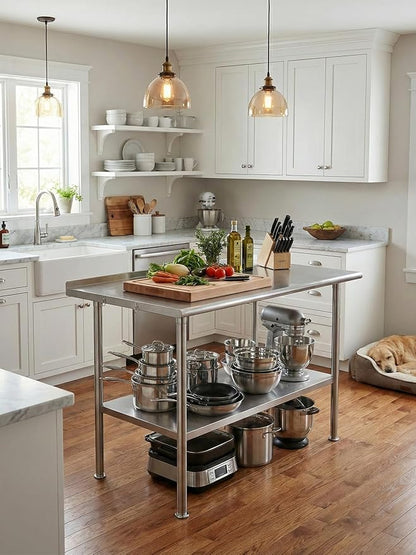 Atelicf NSF Stainless Steel Prep Table 30X72 inch with Backsplash | Commercial-grade table for restaurants, kitchens, food trucks, breweries, bars, garages, and outdoor BBQ