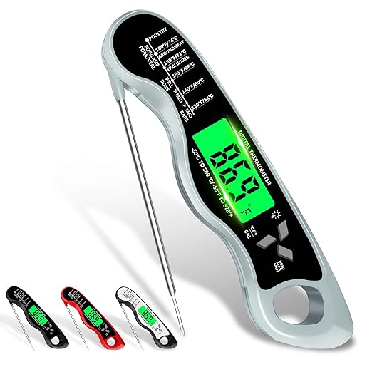 Meat Thermometer Digital，IP67 Waterproof Cooking Thermometer with Backlight, Calibration & Hold Function，Food Thermometer for Cooking,Outdoor Grilling