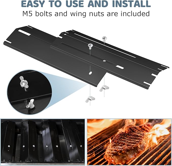 Universal Porcelain Steel Adjustable Grill Heat Plates Heat Tents Heat Shields Grill Burner Cover,Compatible with Weber, Charbroil, Brinkmann, Chargriller etc.,Extends from 11.75" up to 21" L,3 Pack