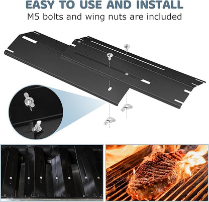 Universal Porcelain Steel Adjustable Grill Heat Plates Heat Tents Heat Shields Grill Burner Cover,Compatible with Weber, Charbroil, Brinkmann, Chargriller etc.,Extends from 11.75" up to 21" L,3 Pack