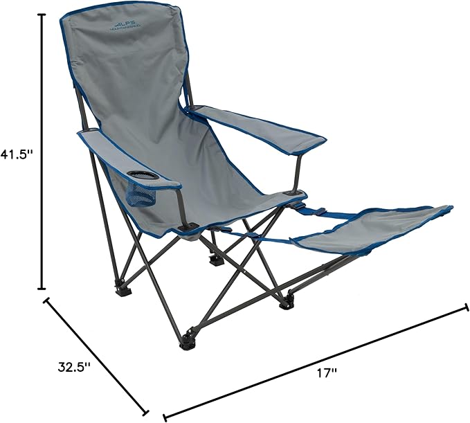 ALPS Mountaineering Escape Lounge Camping Chairs for Adults with Footrest and Adjustable Armrests, Sturdy Steel Frame, Compact Foldable Design, and Carry Bag