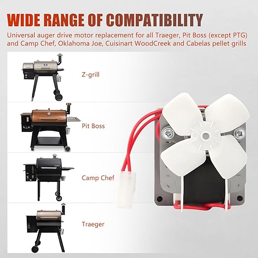 2.0 RPM Auger Motor Replacement Parts, Compatible with Traeger, Pit Boss, and Camp Chef, Wood Pellet Grill Smokers, Universal Barbecue Auger Motor Replacement 120V 60Hz 2 Pole