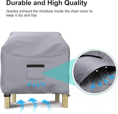 2 Pack Outdoor Patio Chair Covers Waterproof 31"Wx33"Dx36"H, Gray | Patio Furniture Covers Protect from Rain, Dust & UV; Heavy-Duty Oxford Fits Lounge, Deep Seat & High Back Chairs on Lawns