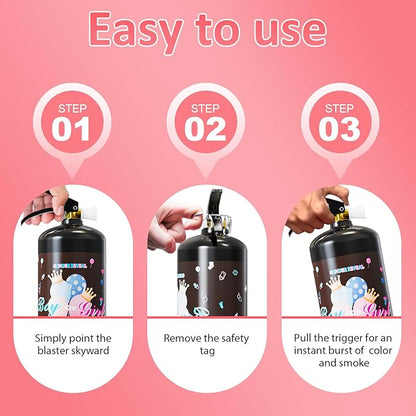 Giant Gender Reveal Fire Extinguisher-2 Packs | Smork Powder Blaster for Gender Reveal Party Ideas | Pink Fire Extinguisher Gender Reveal Suitable Girl Baby | Blasts 20+ Feet