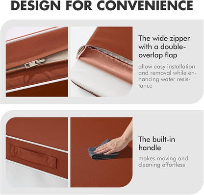 MIULEE Burnt Orange Outdoor Seat Cushion 24x24 Inch Waterproof Cushion | Deep Seat and Back Cushion for Patio Furniture Chair Sofa Couch, Fade Resistant, Handle and Adjustable Straps