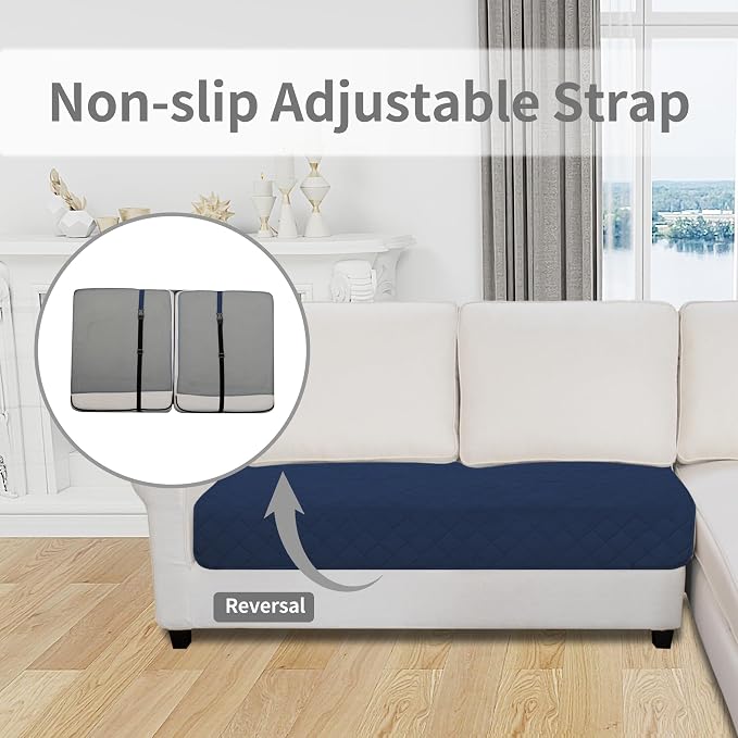 Easy-Going Sectional Couch Covers for Dogs L Shape Sofa Cover Reversible Sofa Slipcover Chaise Lounge Cover Furniture Protector Cover for Pets Dog Cat (30 x 50 inches, Navy/Ivory) | Navy/Ivory, Soft Sofa Slipcover For Dogs, Fits Left/Right Chaise Loung...