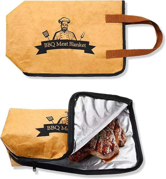 BBQ Blanket for Resting Meat, 21in Reusable Smoker Grilling Meat Insulated Resting Bag with Handle for Large Brisket/Pork Shoulders/Turkeys,Gifts for Men