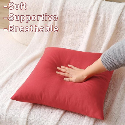Outdoor Throw Pillows with Inserts, Waterproof Pillows for Outdoor Seating, Square Decorative Garden Cushion for Patio Furniture, Bed, Couch, Sofa(Red, 18" x 18" (Pack of 2))