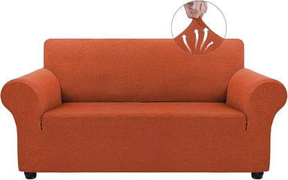 Asnomy Stretch Couch Covers Washable,loveseat Cover Slipcovers,Pumpkin | 1-Piece Sofa Cover(55"-78") loveseat cover Furniture Protector Soft Jacquard,Non-Slip Elastic Bottom for Dogs & Kids