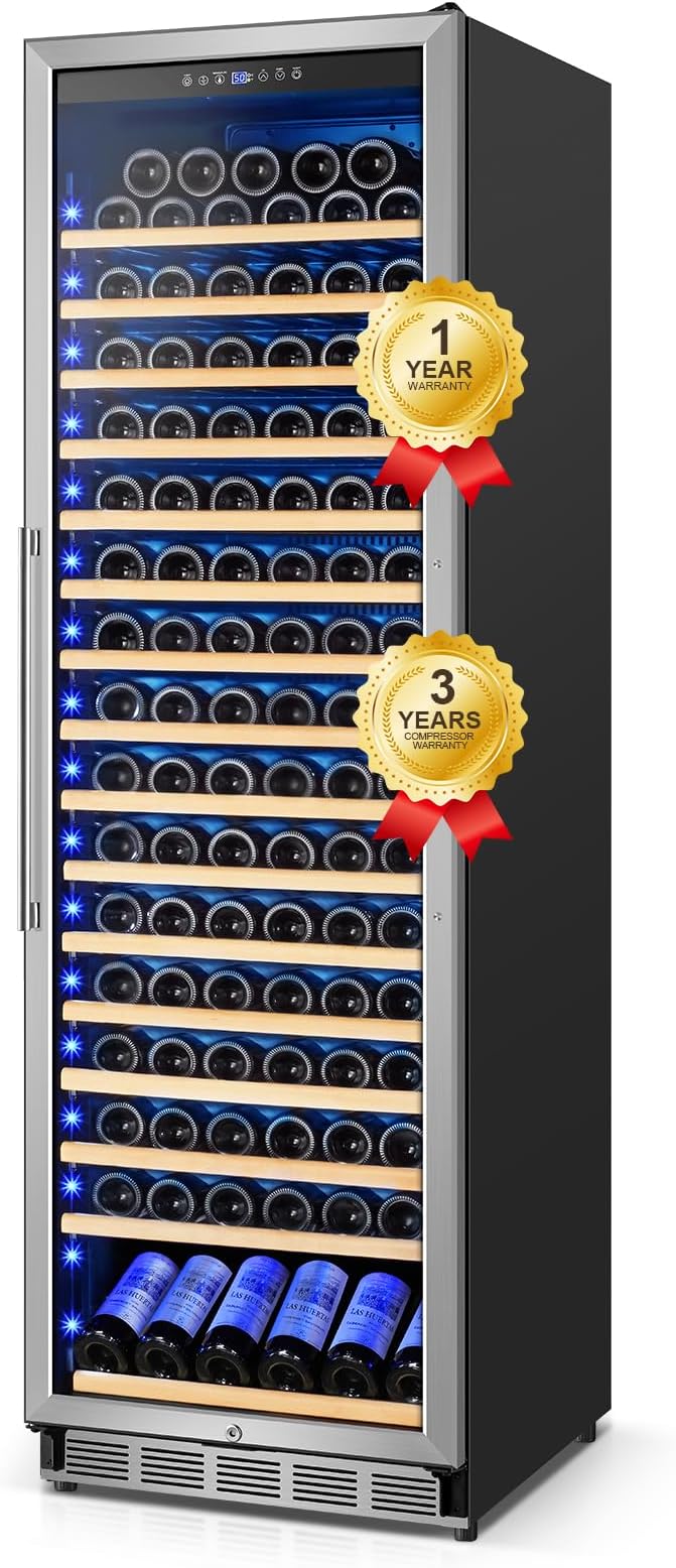 24" 190-Bottle Freestanding Wine Cooler, Low Noise with Sliding Shelves | Professional, Reversible door, Built-in/freestanding, Digital temp, Energy efficient, Tall design, Home or commercial use