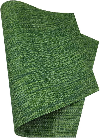 Wedge Placemats,Set of 7 Vinyl Placemats for Round Tables Woven Non-Slip Heat-Resistant Easy to Clean Wipeable Washable Dinner Table Mats（Seaweed Green）