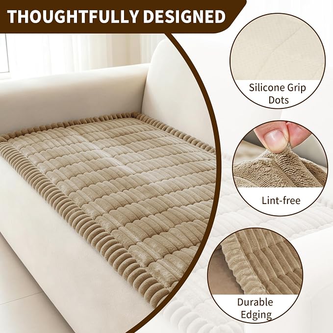 Leakproof Couch Cover for Dogs, Non Slip Washable Sofa Protector | Stain-Resistant Window Seat Cushions Chair Mat Car Seat Cover for Kids Pets (Camel 27.6" x 70.9")