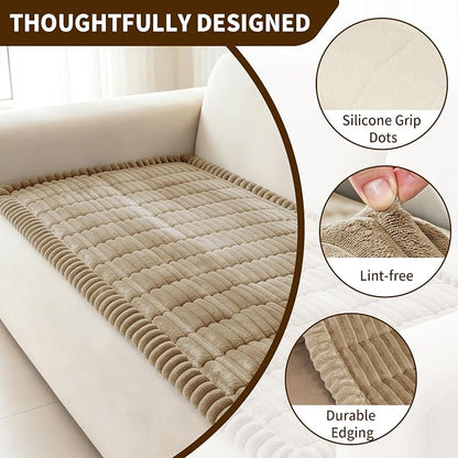 Leakproof Couch Cover for Dogs, Non Slip Washable Sofa Protector | Stain-Resistant Window Seat Cushions Chair Mat Car Seat Cover for Kids Pets (Camel 27.6" x 70.9")